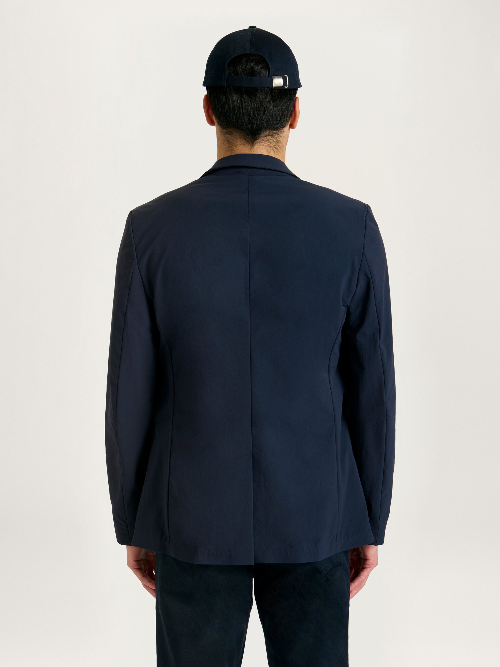 Back view of Lestrange 360 Blazer in navy showcasing the clean tailored fit and modern silhouette.