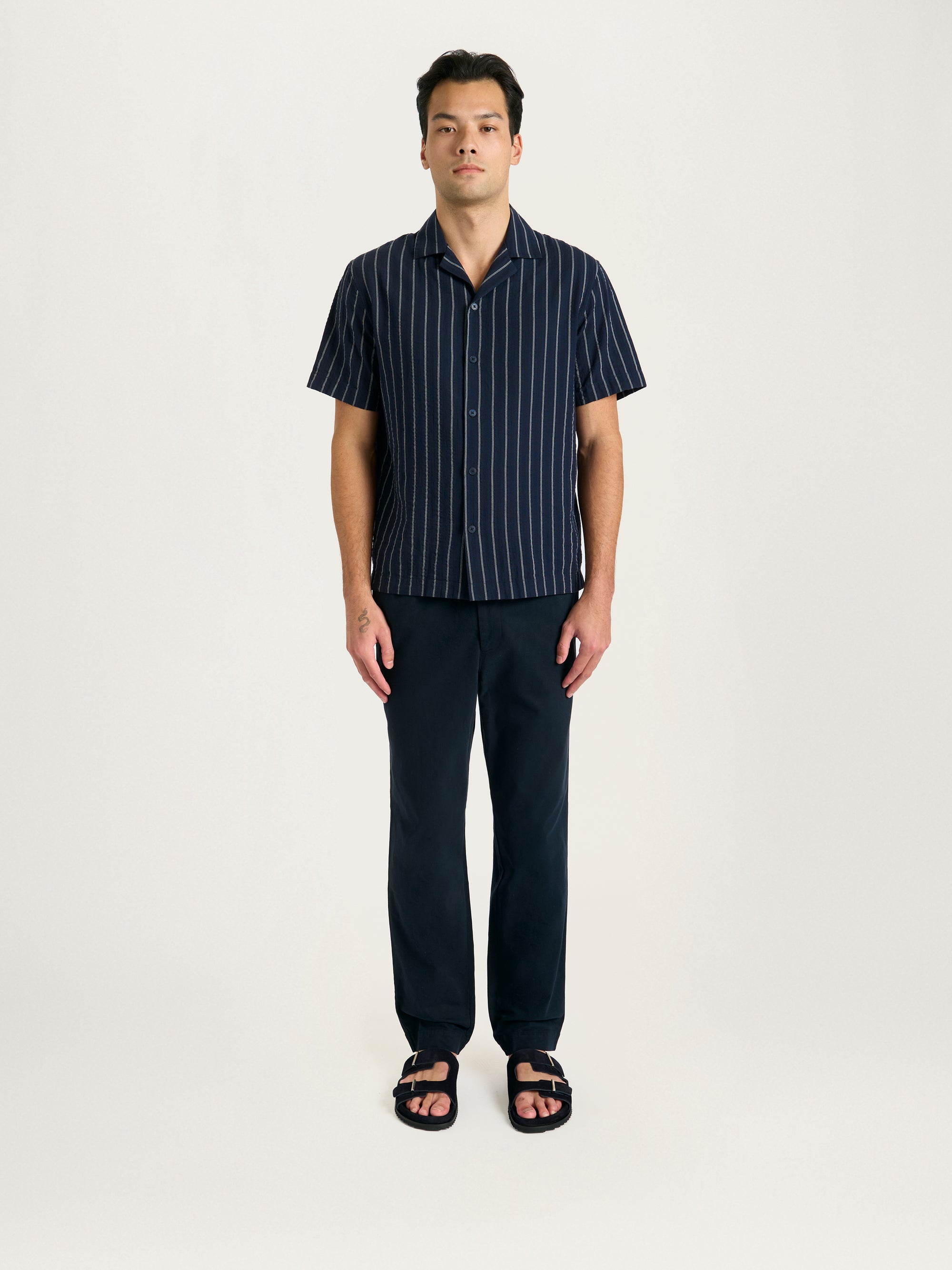 The Riviera Stripe Shirt || Navy | Cotton