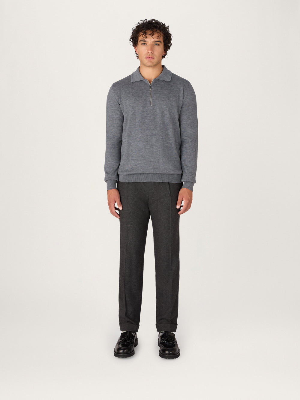 The Lightweight Easy Zip Sweater || Grey | Merino Wool