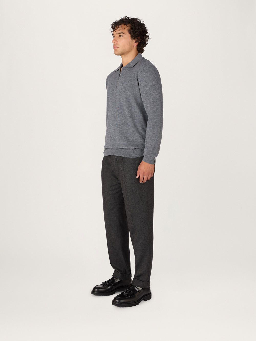 The Lightweight Easy Zip Sweater || Grey | Merino Wool