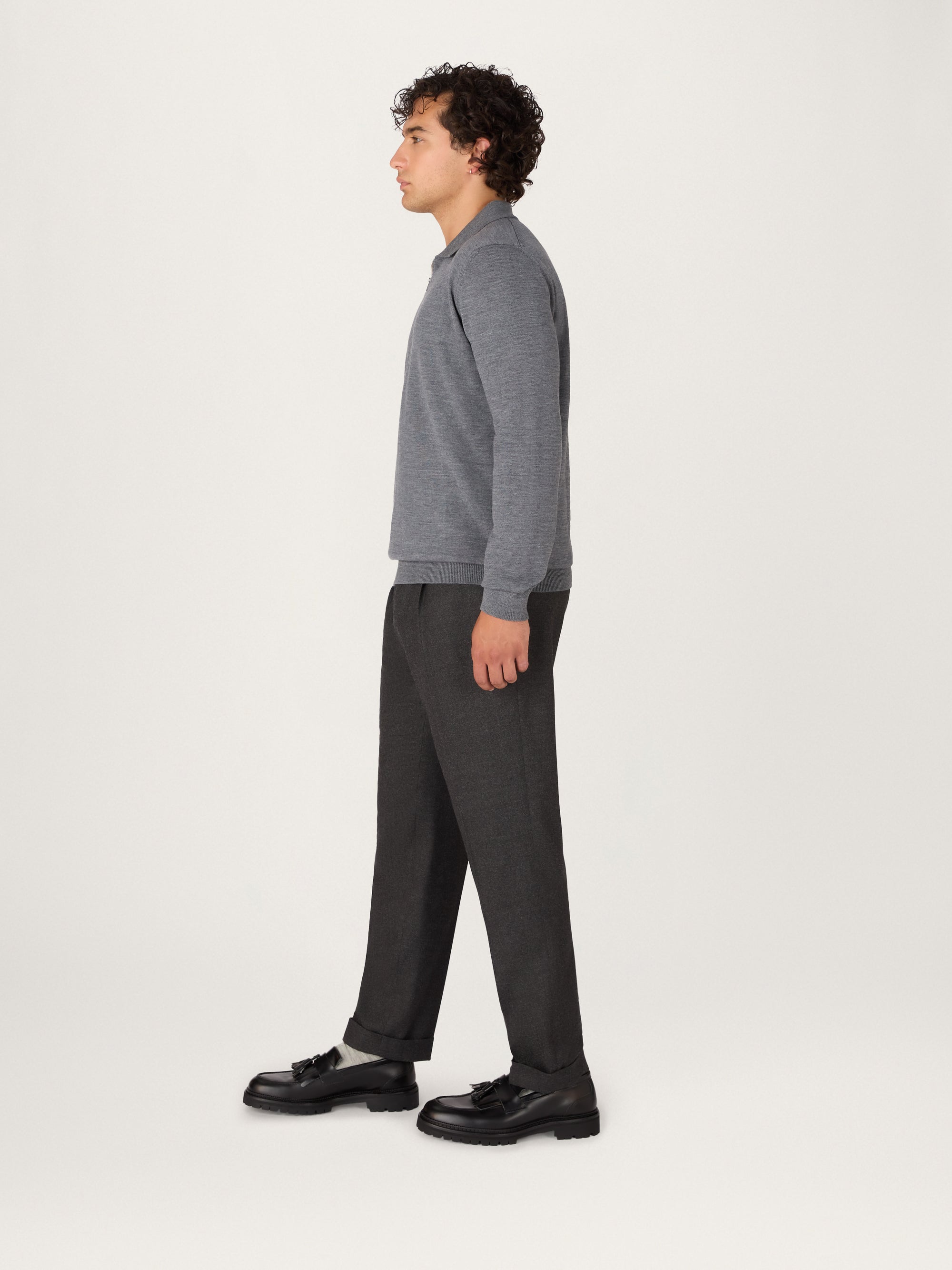 The Lightweight Easy Zip Sweater || Grey | Merino Wool