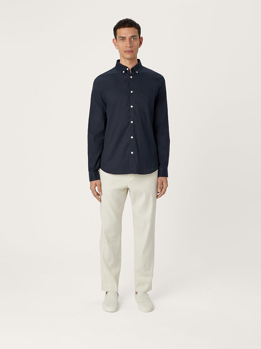 The All Day Shirt Linen Collared || Navy | Linen