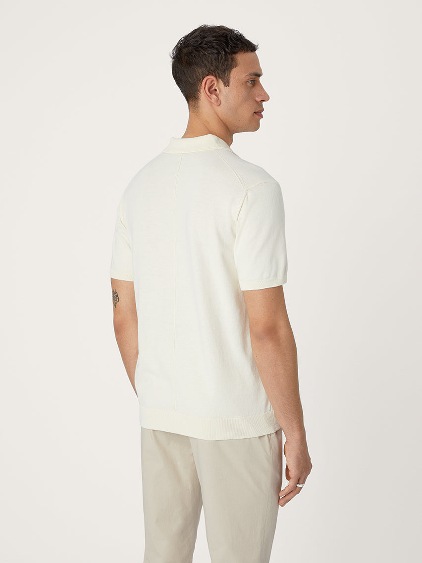 The Fine Knit Polo || Ecru | Organic Cotton