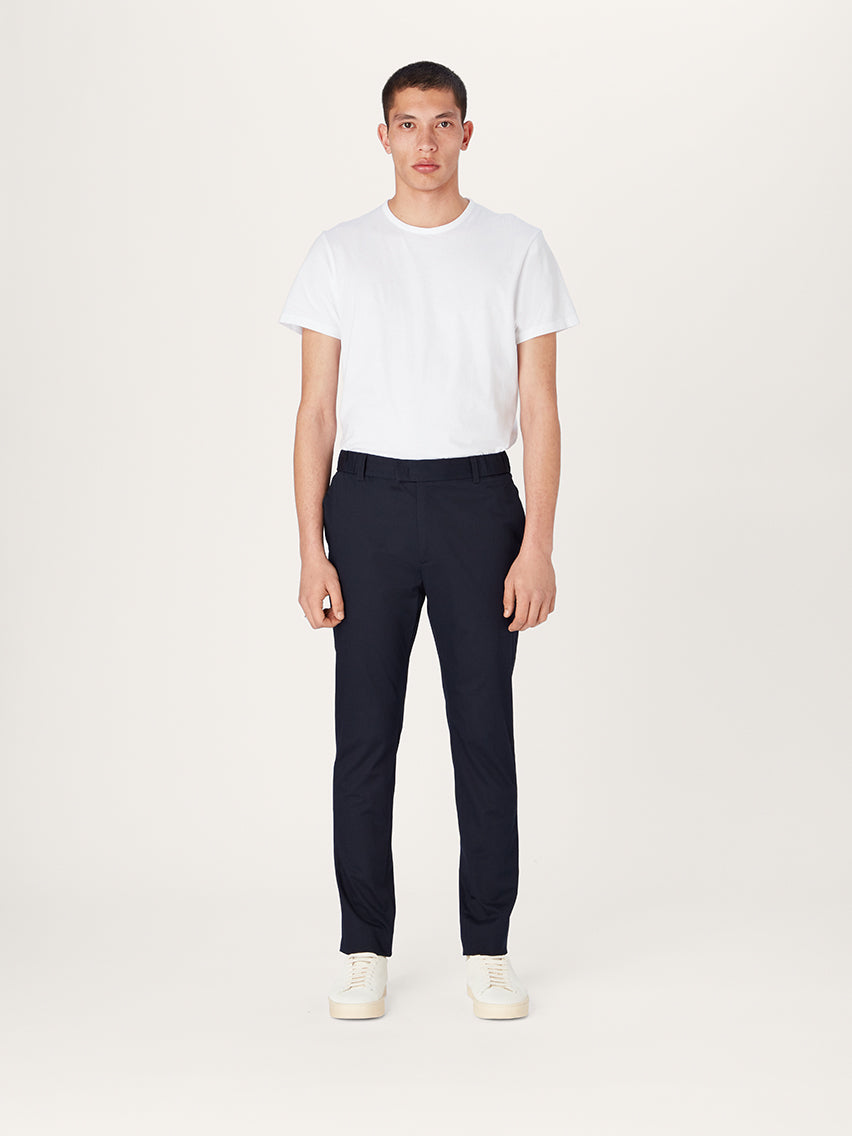The 24 Trouser || Navy | Stretch Cotton with Belt Loops