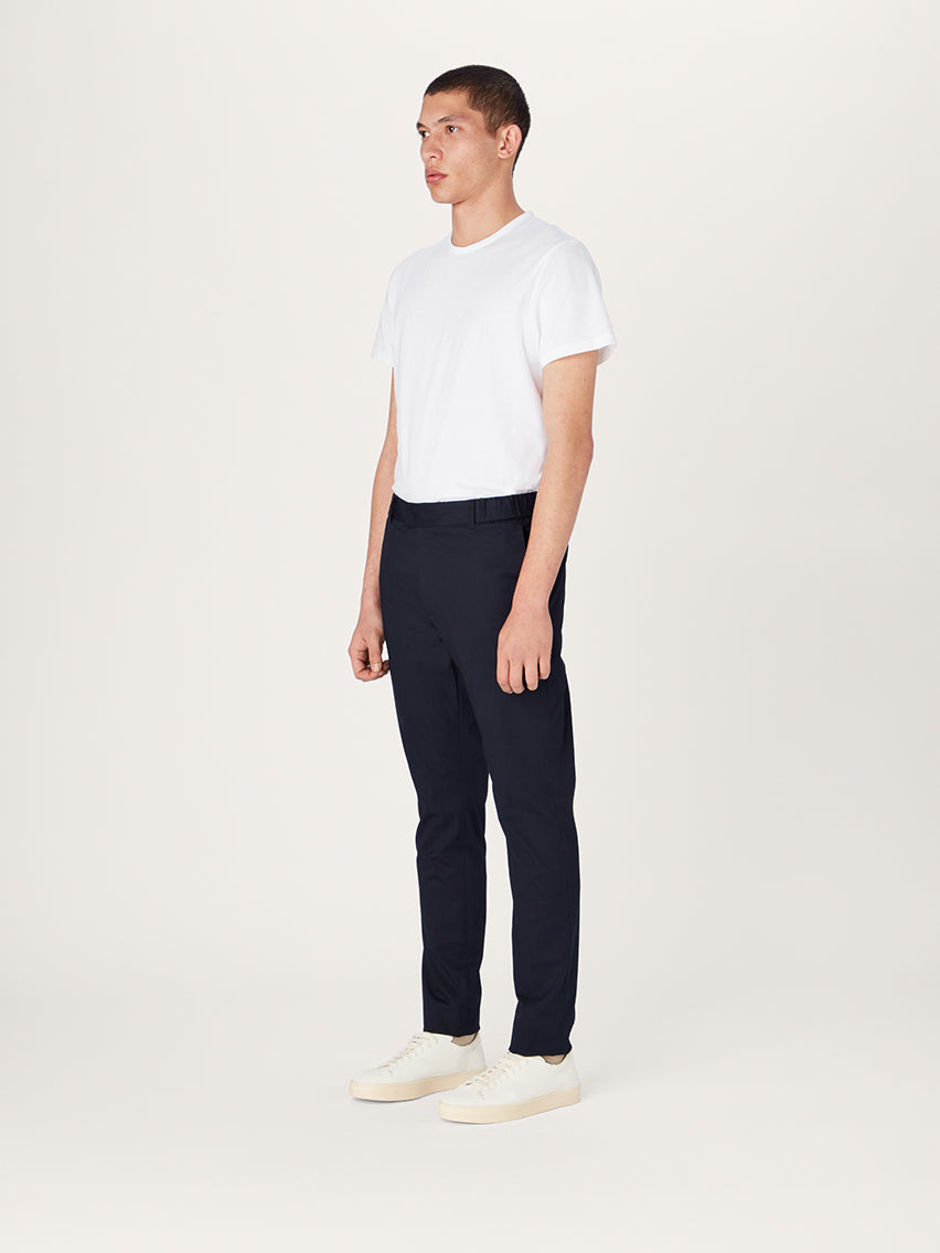 The 24 Trouser || Navy | Stretch Cotton with Belt Loops