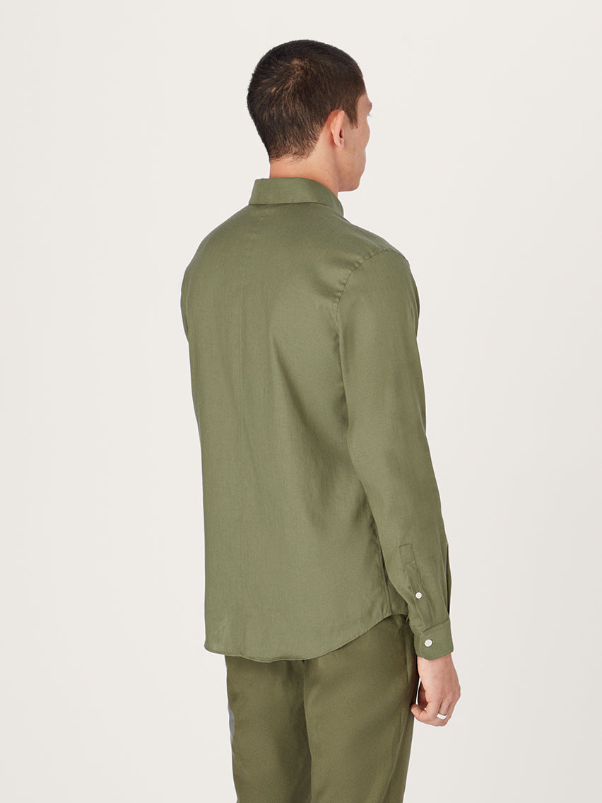 The All Day Shirt Linen Collared || Olive | Linen