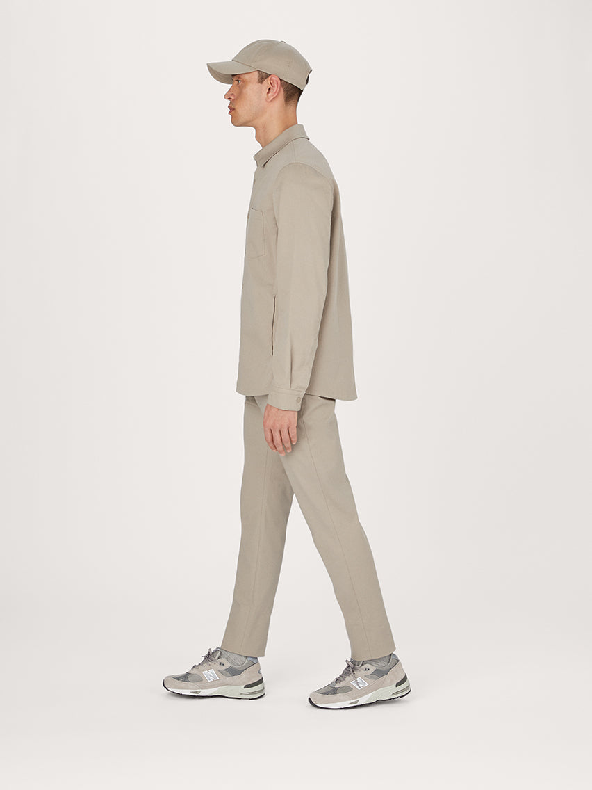 The 24 Overshirt || Dark Beige | Stretch Cotton