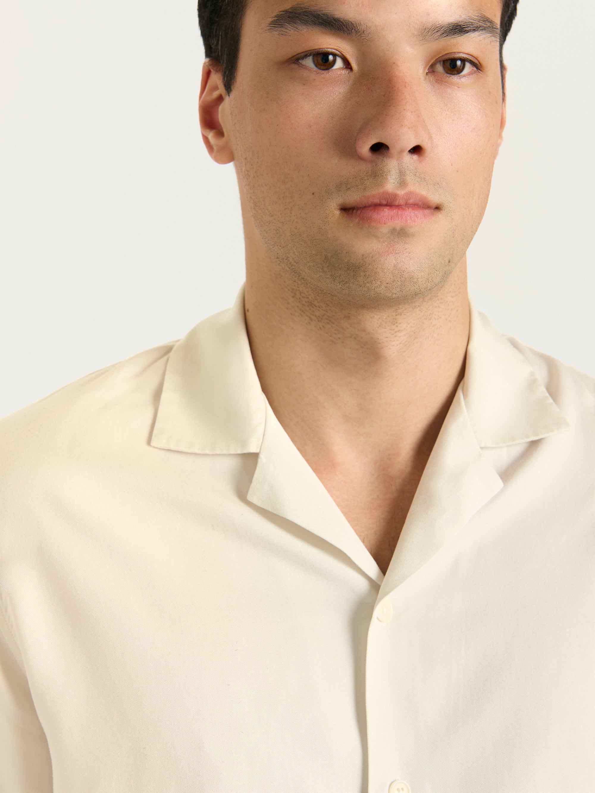 The Long Sleeve Cuban Collar Shirt || Natural | Tencel™ Lyocell