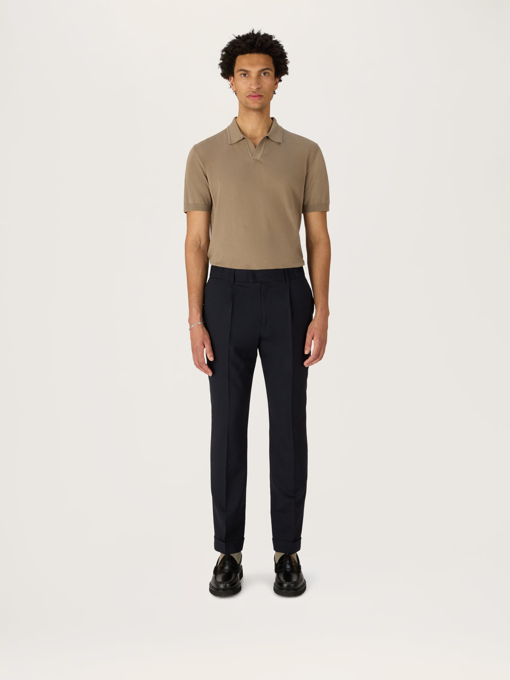 The Tropical Wool 24 Trouser Pleated || Navy | Tropical Wool
