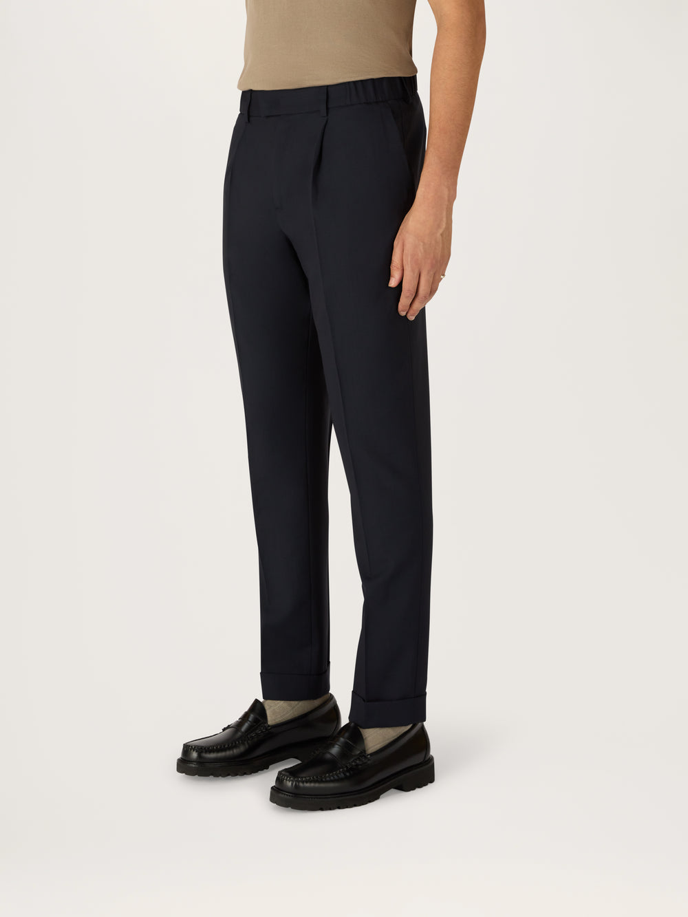 The Tropical Wool 24 Trouser Pleated || Navy | Tropical Wool
