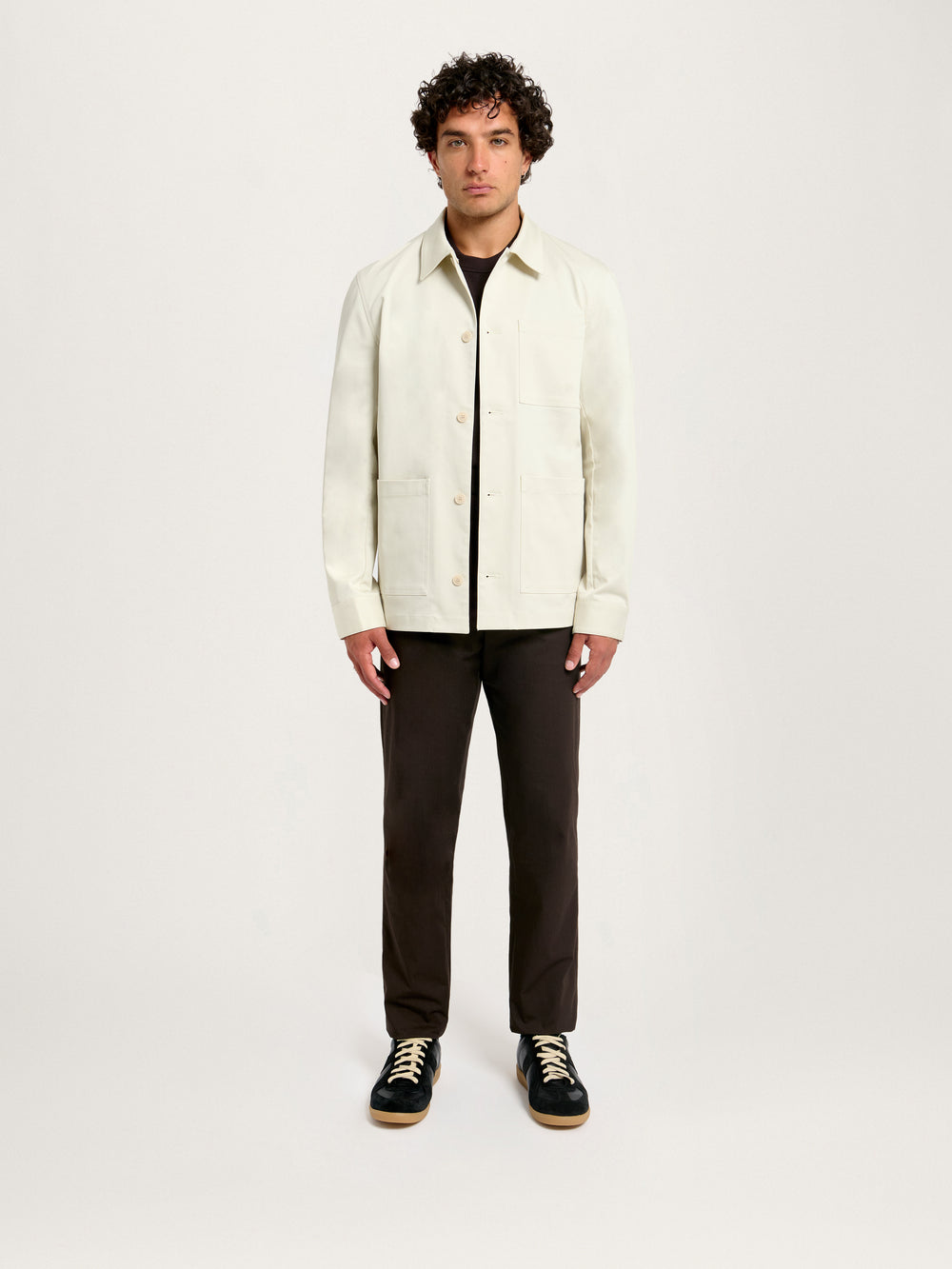 Men’s Utility Jacket in Flint – Full outfit front view with casual styling