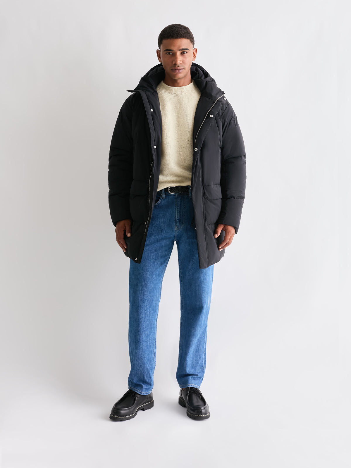 The 24 Shaggy Knit Crew Neck, Cream, styled