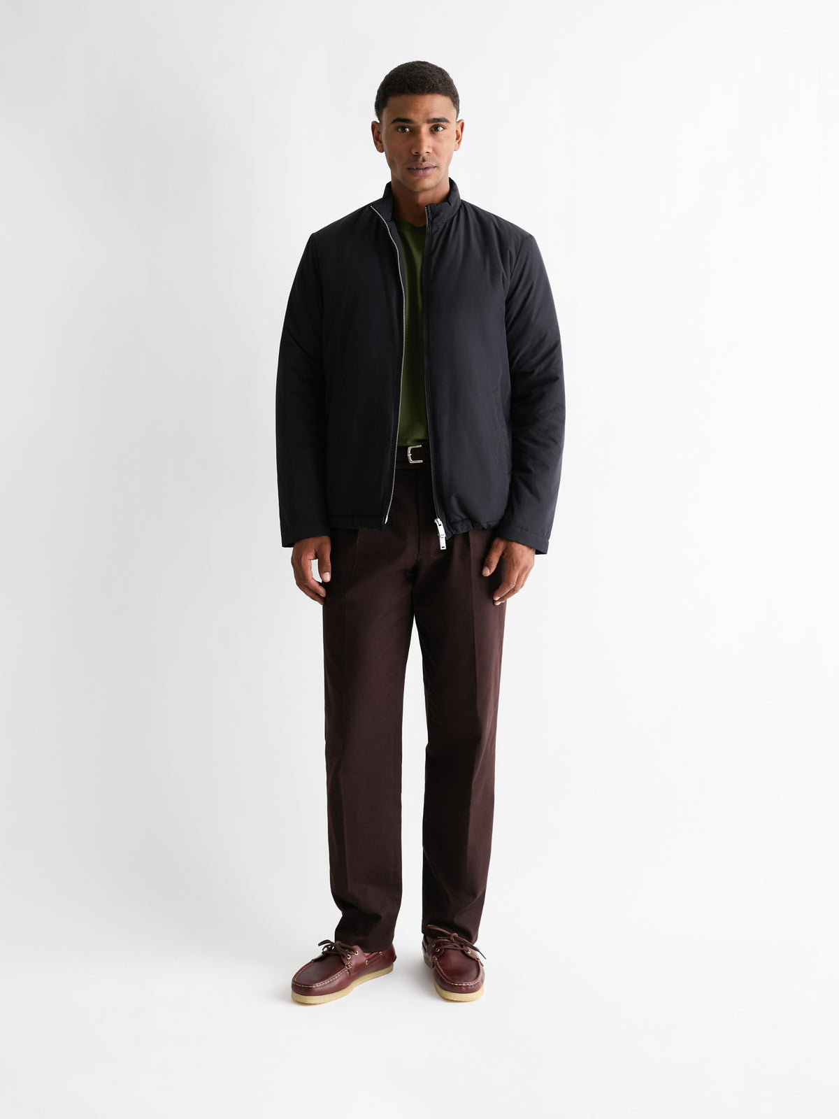 The 360° Thermal Jacket Funnel Neck, Navy, front, full length