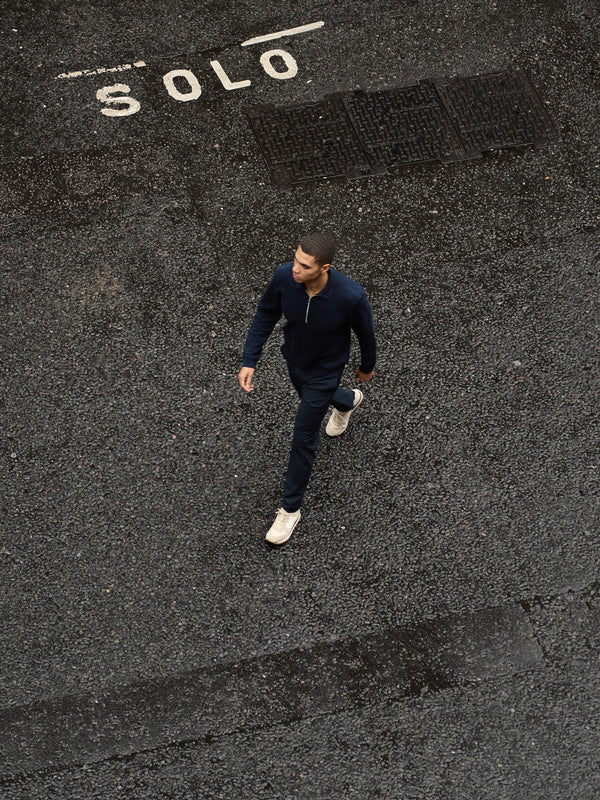 Man walking through the city in the 360 Trouser