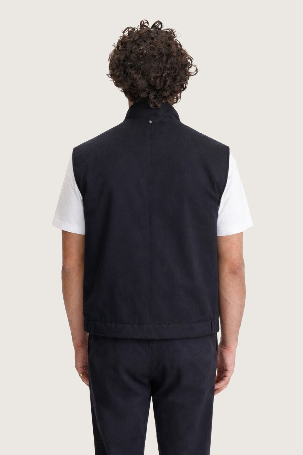 Back view of Lestrange navy 360 Thermal Vest showcasing clean minimal design and tailored fit