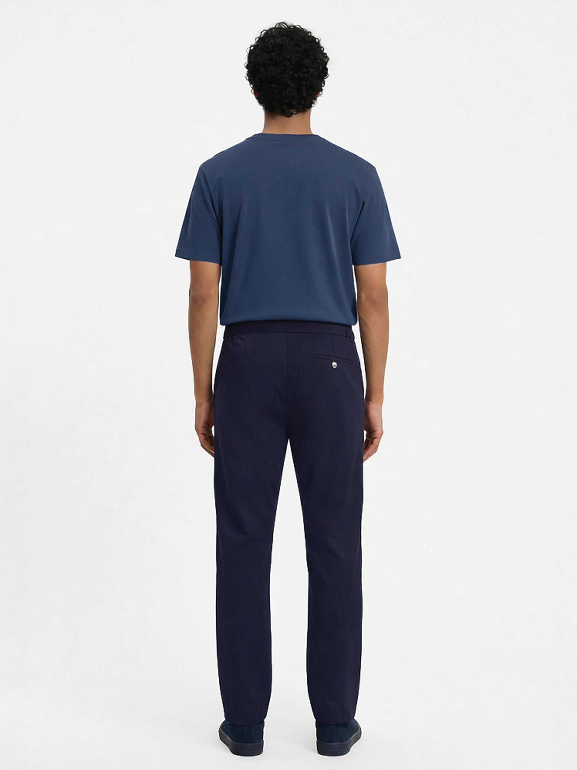 Lestrange London regular navy trousers back view tailored fit minimalist menswear design