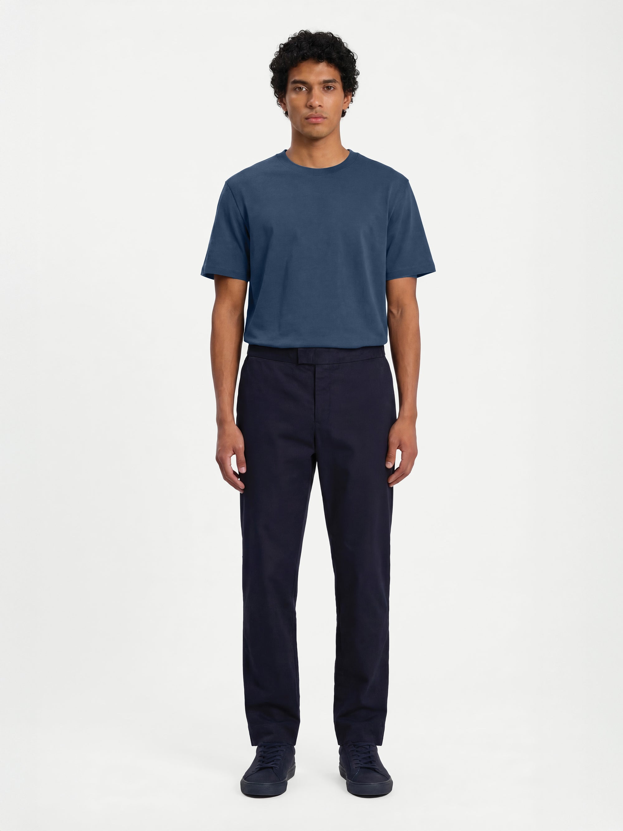 Lestrange London regular navy trousers front view modern tailored menswear with clean silhouette