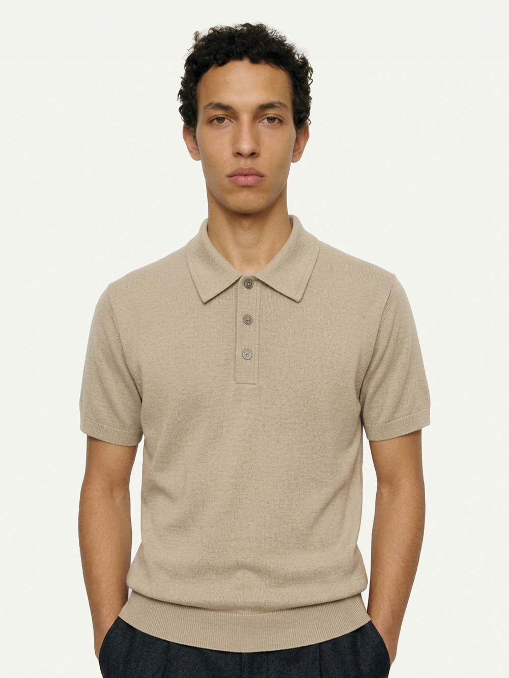 The 24 Classic Polo || Beige | Cotton Silk
