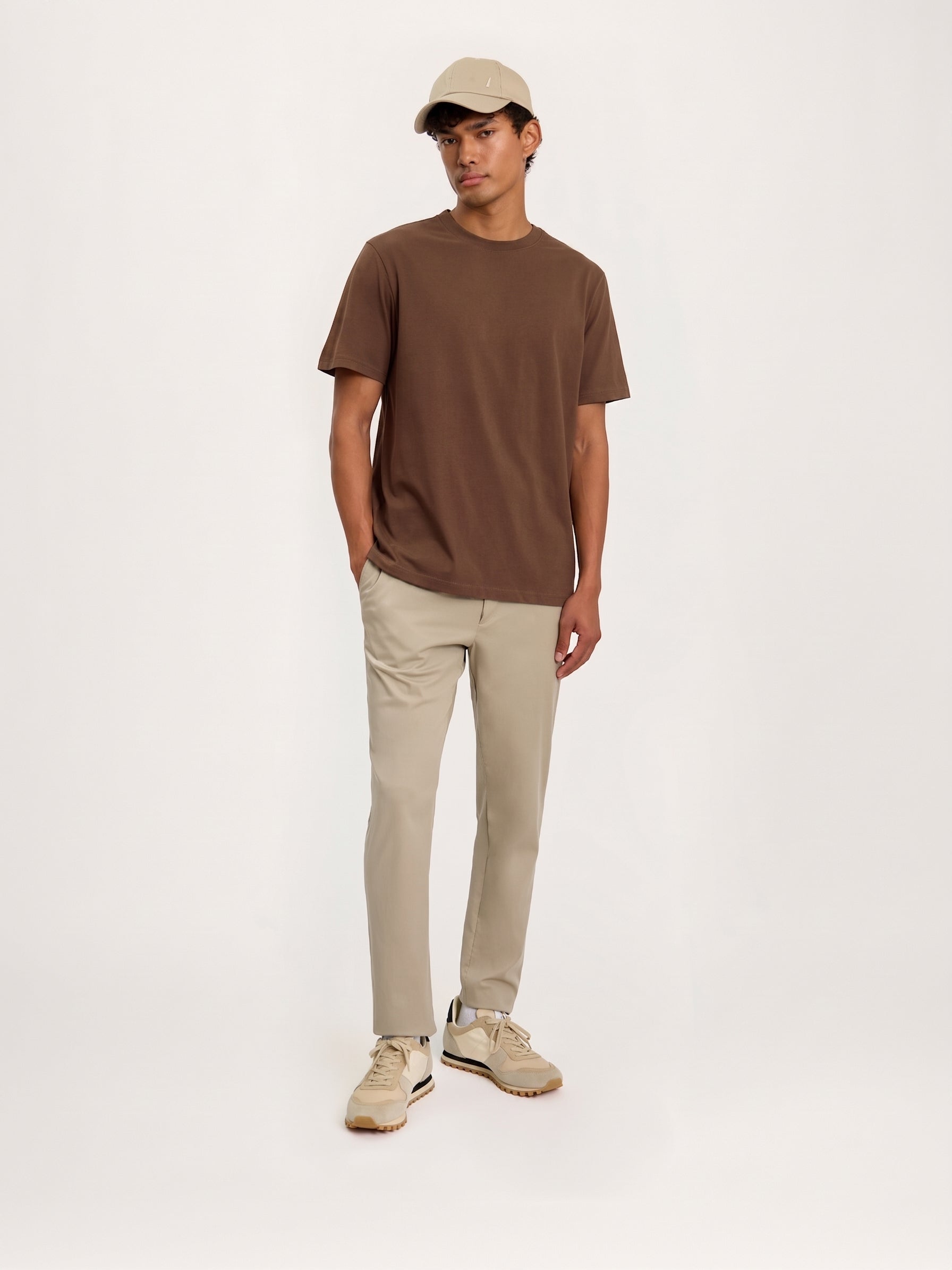 Lestrange London heavyweight terracotta t-shirt styled outfit neutral tones modern menswear look