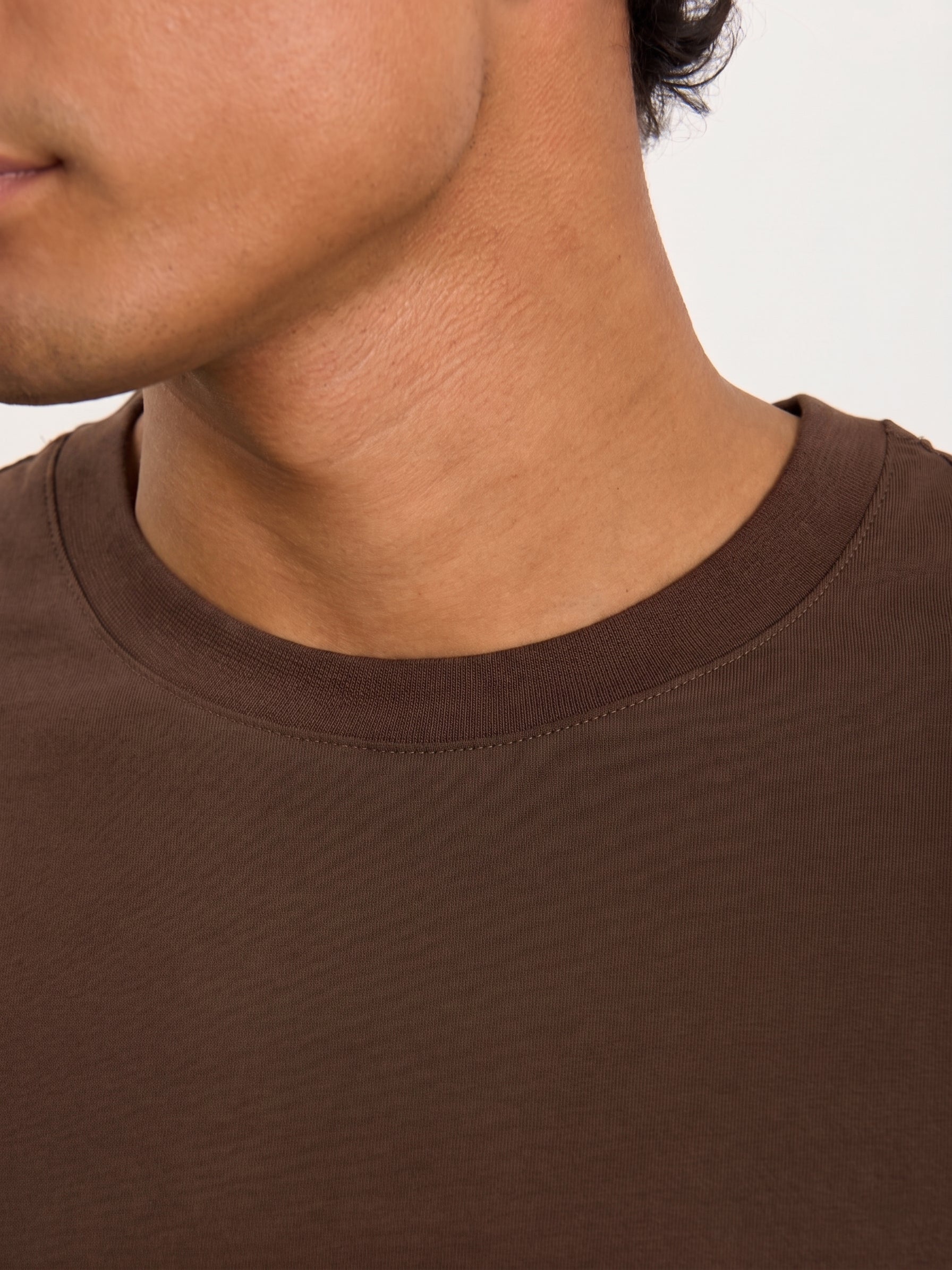 Lestrange London heavyweight terracotta t-shirt close-up neckline detail premium cotton texture