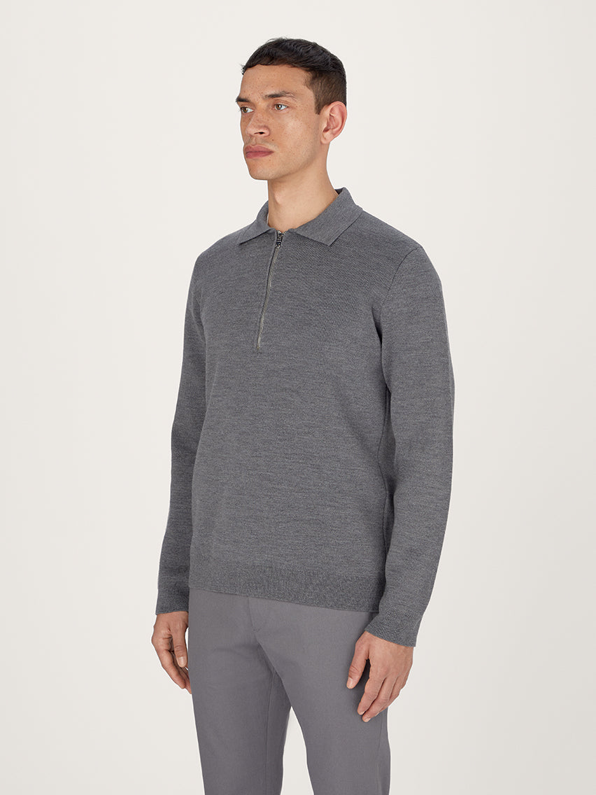 The Easy Zip Sweater || Charcoal | Merino Wool