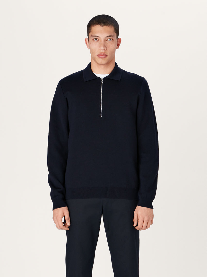 The Easy Zip Sweatshirt || Navy | Merino Wool