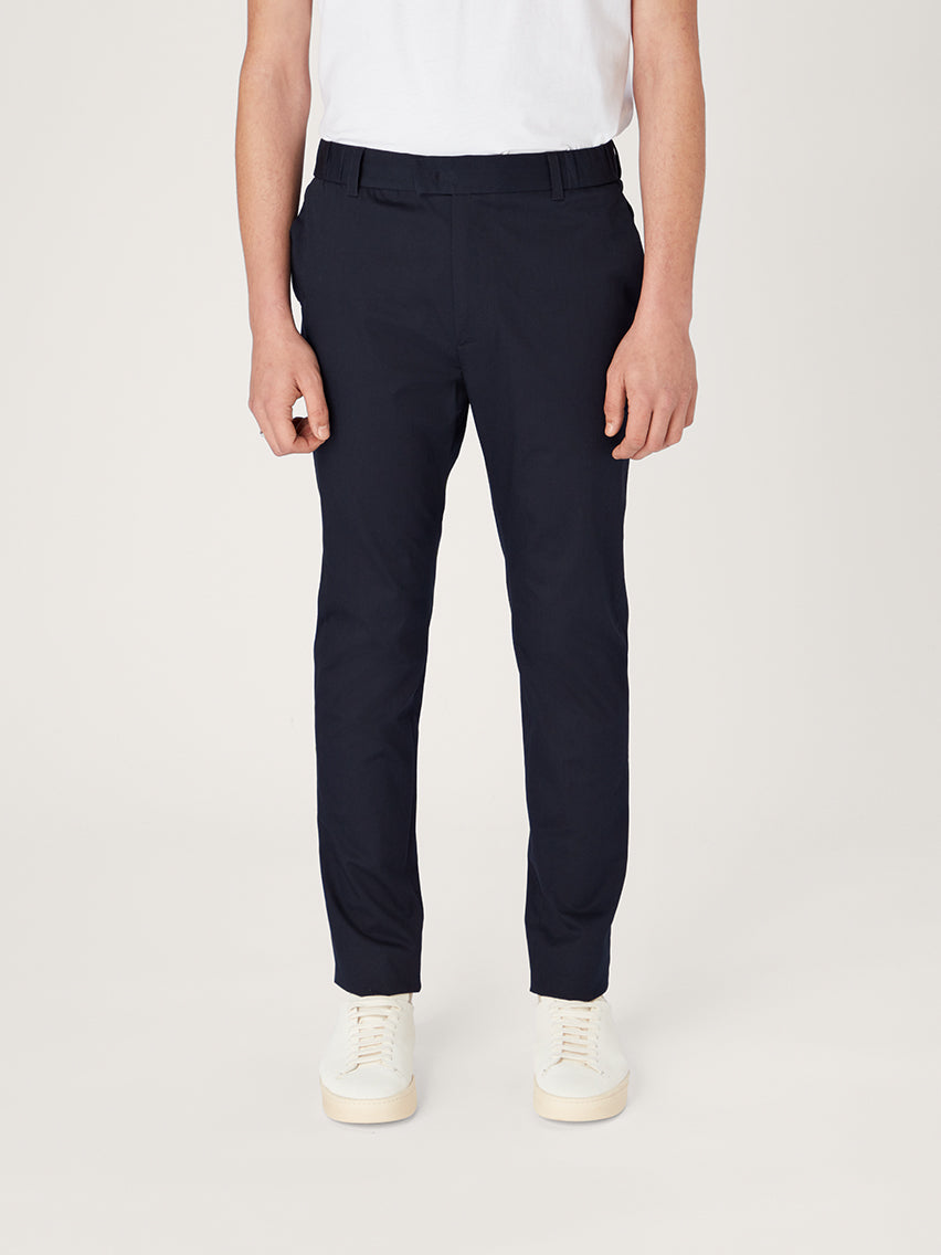 Navy store elastic trousers