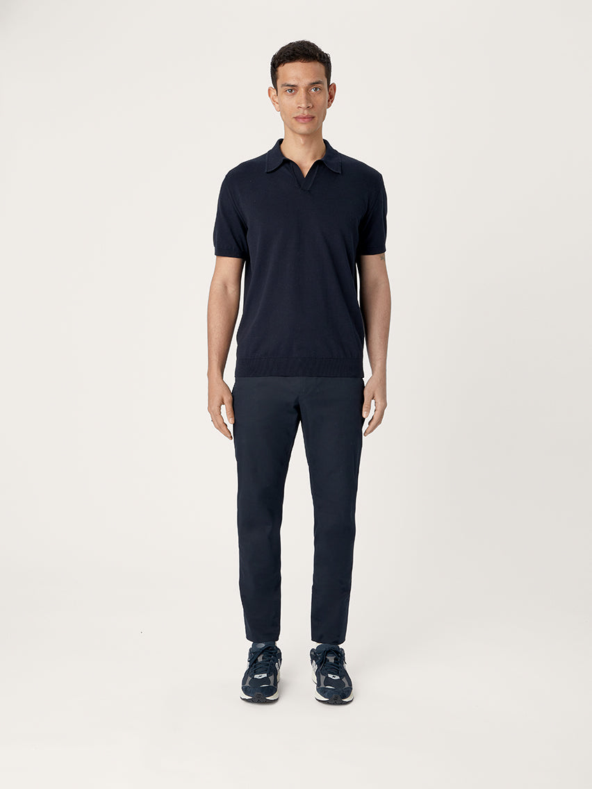 Black polo with navy 2024 pants