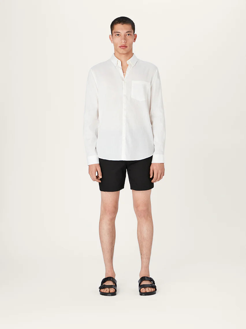 The All Day Shirt Linen Collared || White | Linen