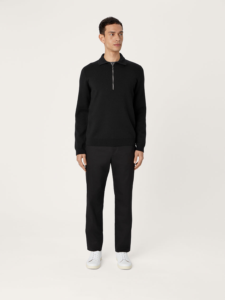 The Easy Zip Sweatshirt || Black | Merino Wool