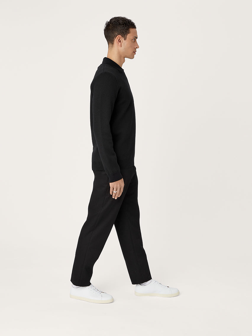 The Easy Zip Sweater || Black | Merino Wool