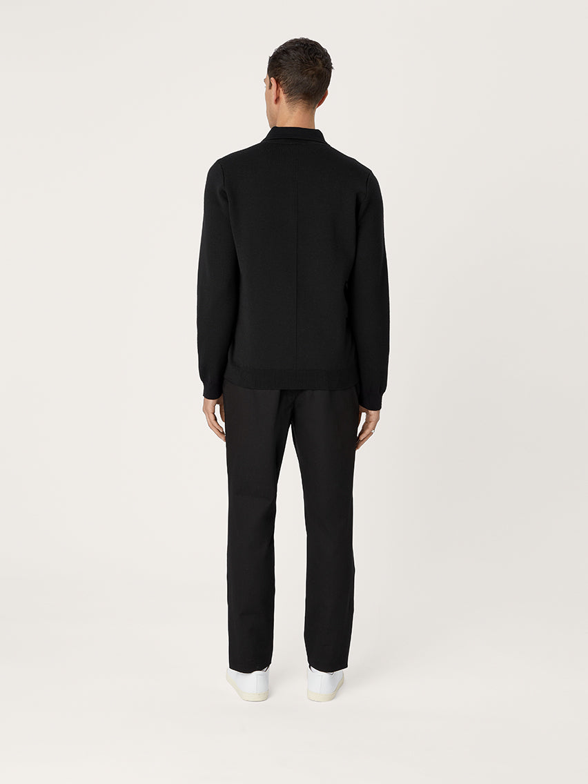 The Easy Zip Sweater || Black | Merino Wool