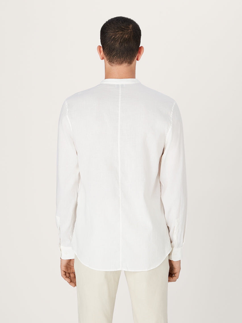 The All Day Shirt Linen Collarless || Off White | Linen