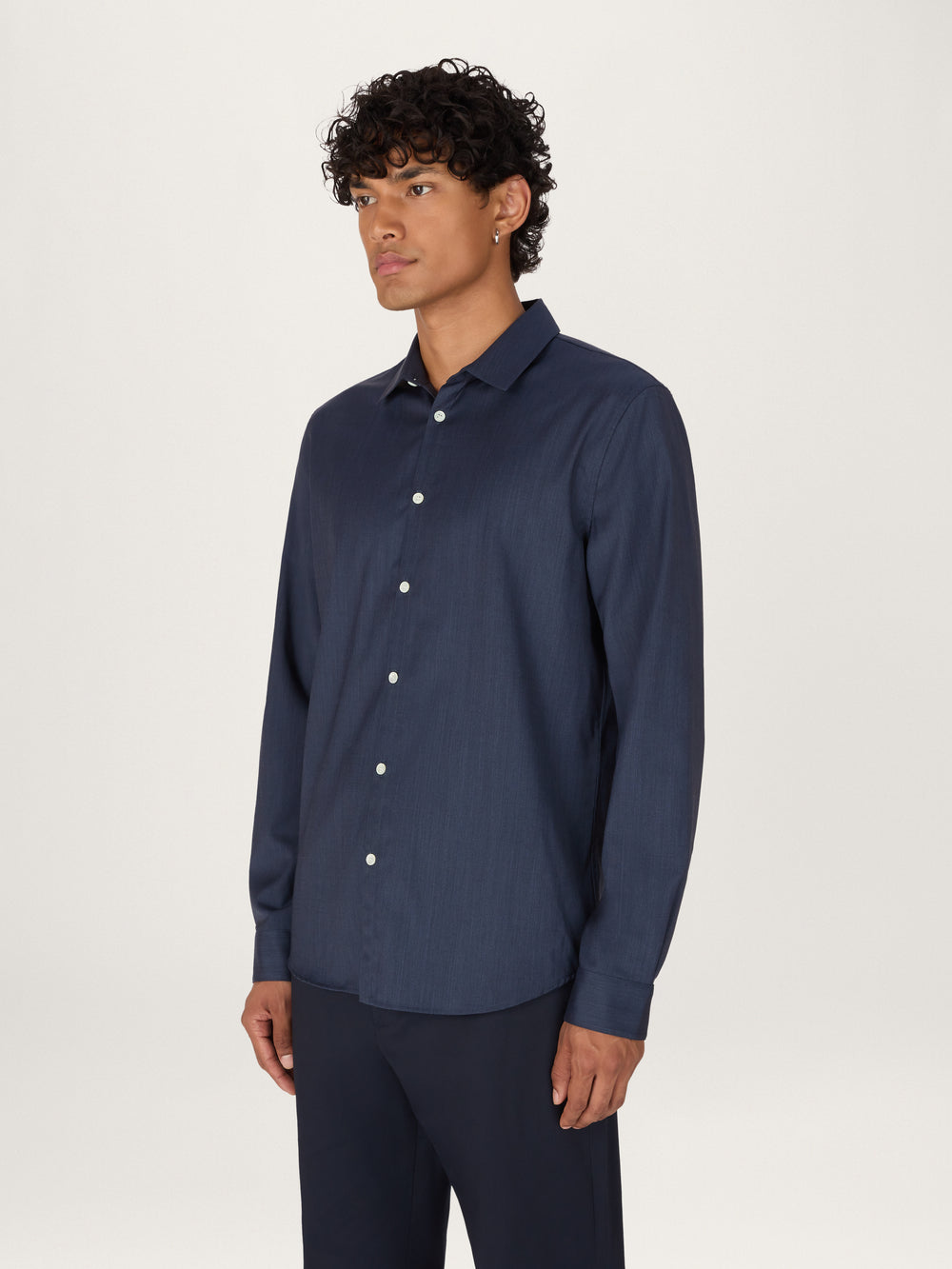 The All Day Shirt Collared || Chambray Blue | Merino Poplin