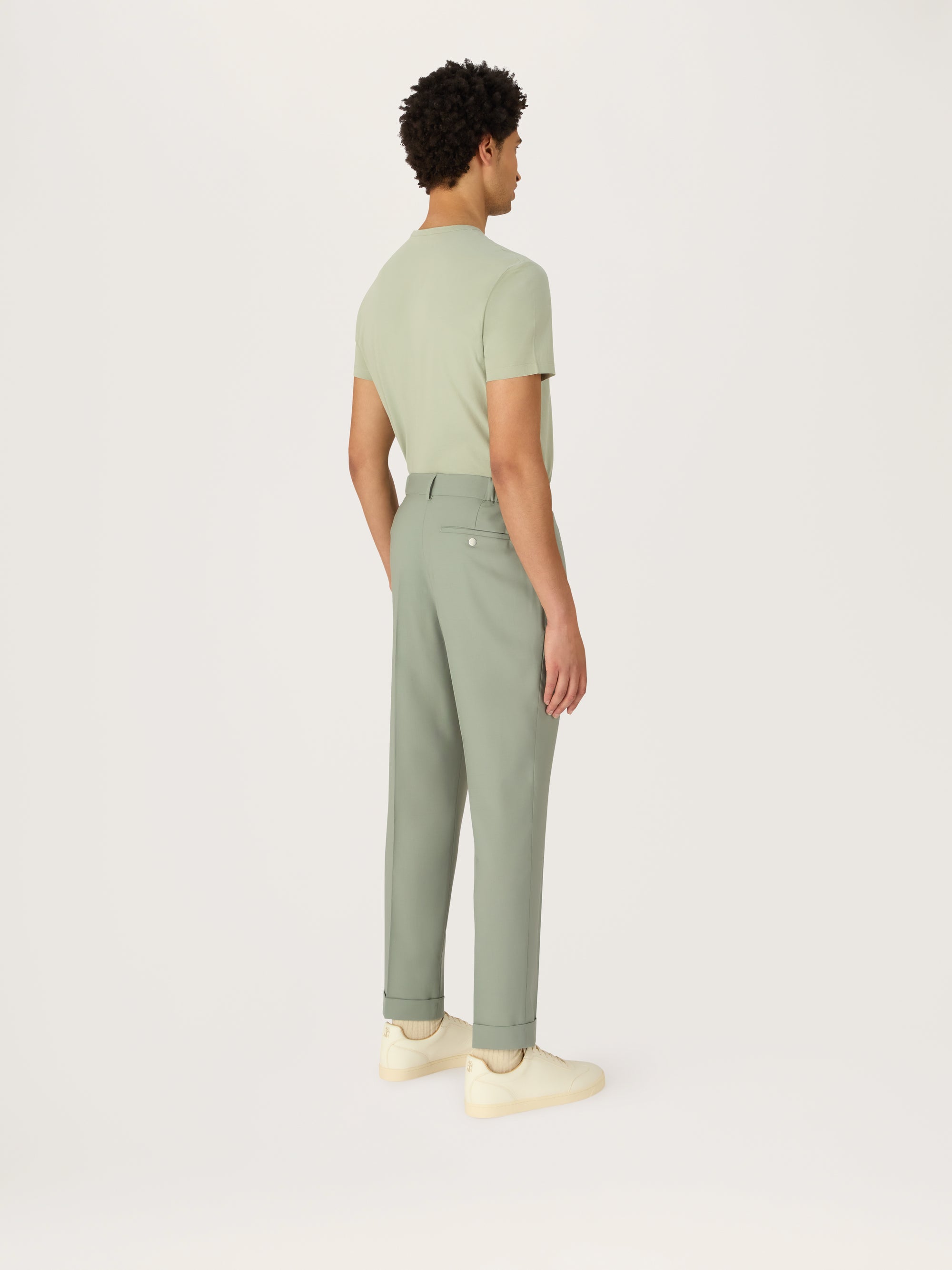 The Tropical Wool 24 Trouser Pleated || Sage | Tropical Wool |