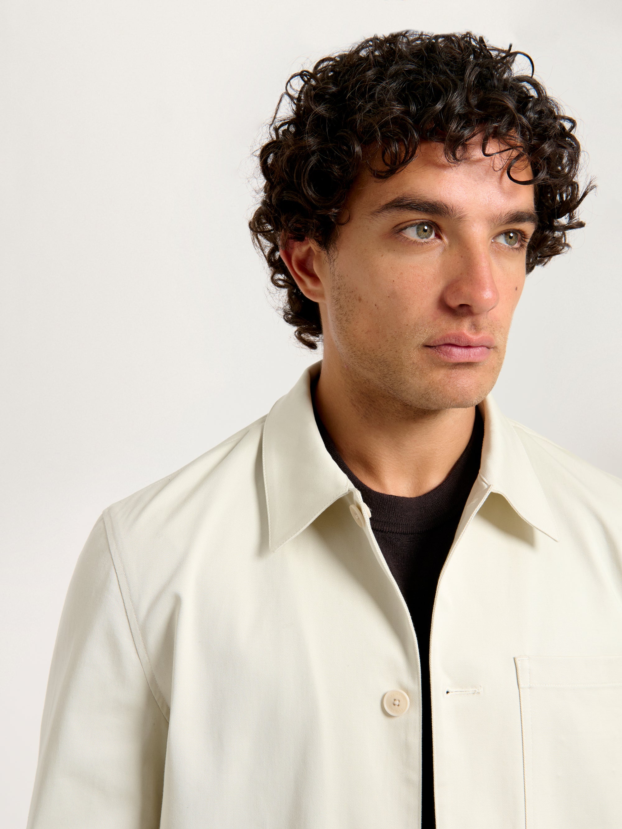 Close-up of Men’s Utility Jacket in Flint – Lightweight workwear-style jacket with pockets