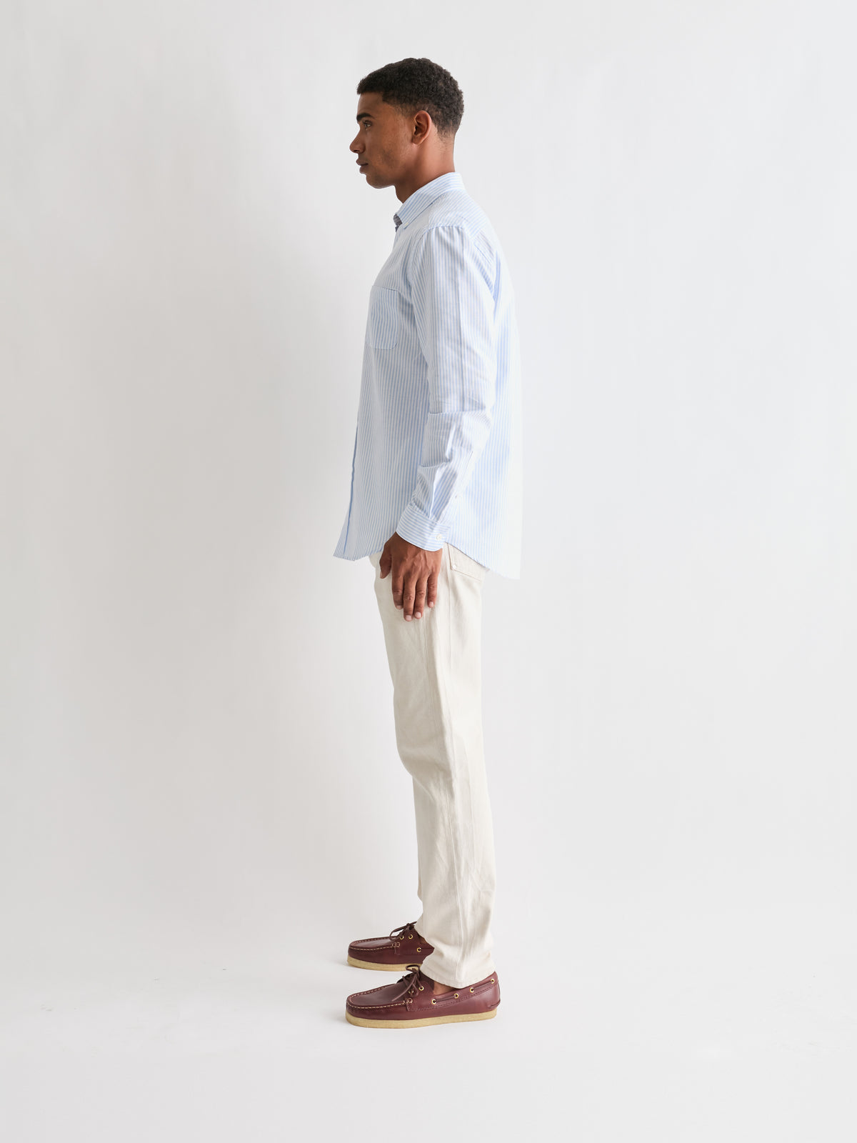 The 24 Oxford Shirt Relaxed, Light Blue Stripe, side