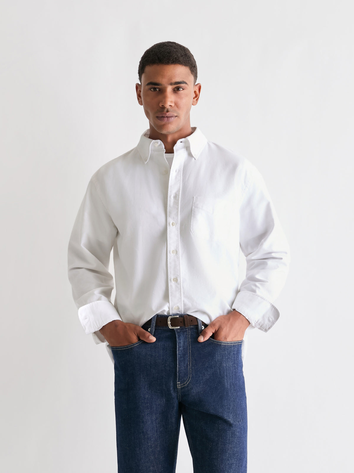 The 24 Oxford Shirt Relaxed, White, front
