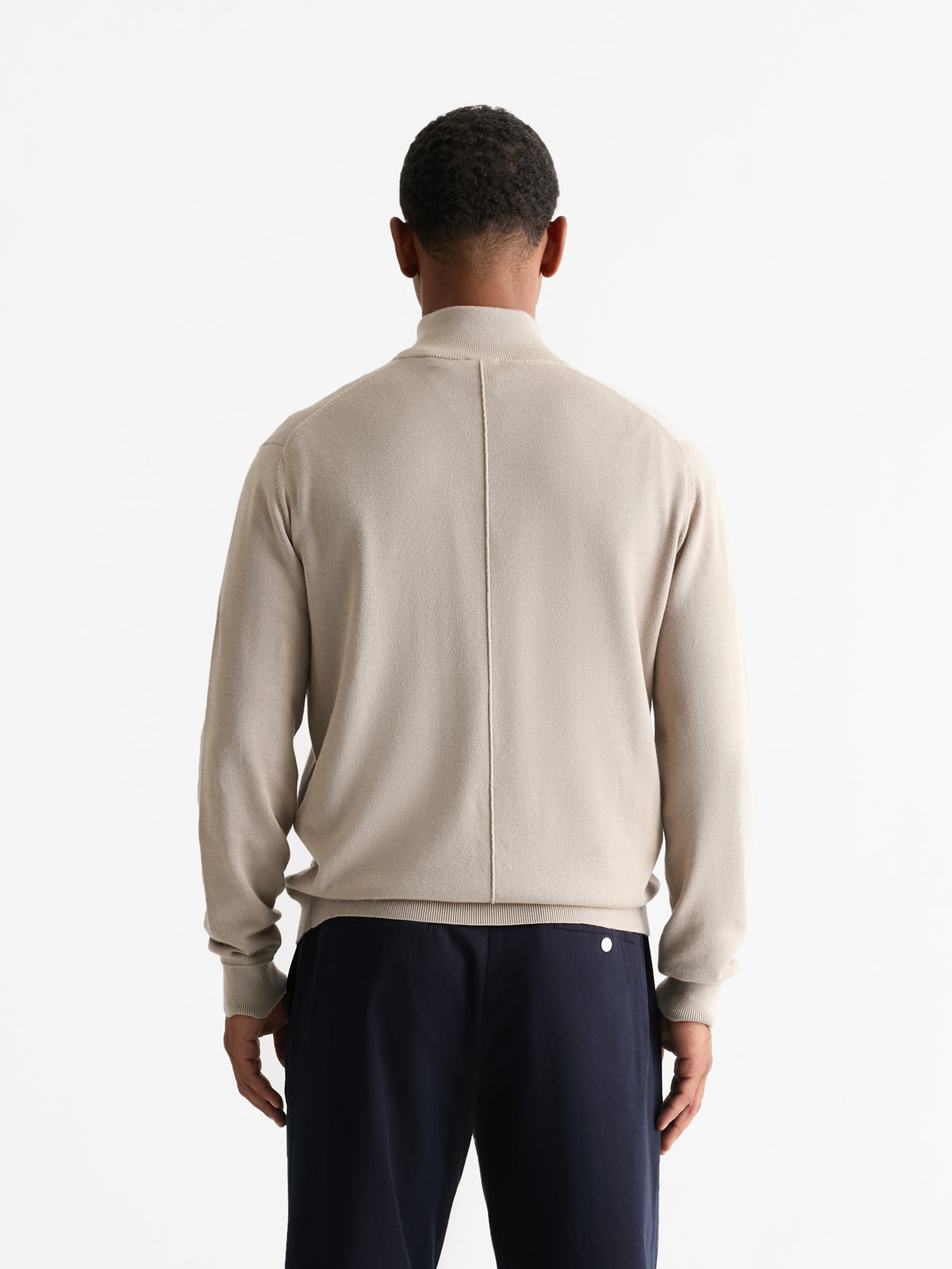 The 24 Quarter Zip Knit, Beige, back