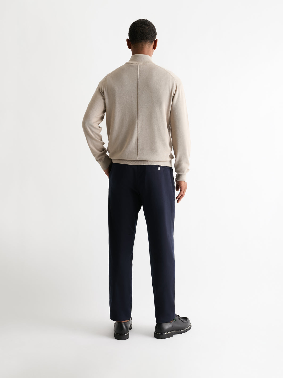 The 24 Quarter Zip Knit, Beige, back, full length