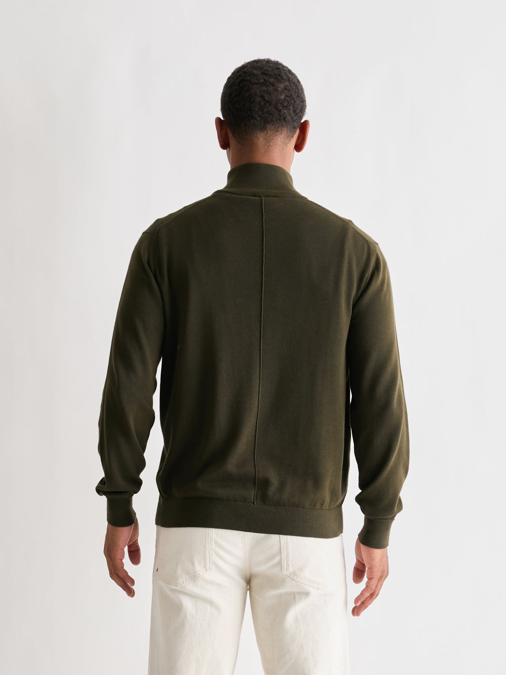 The 24 Quarter Zip Knit, Dark Olive, back