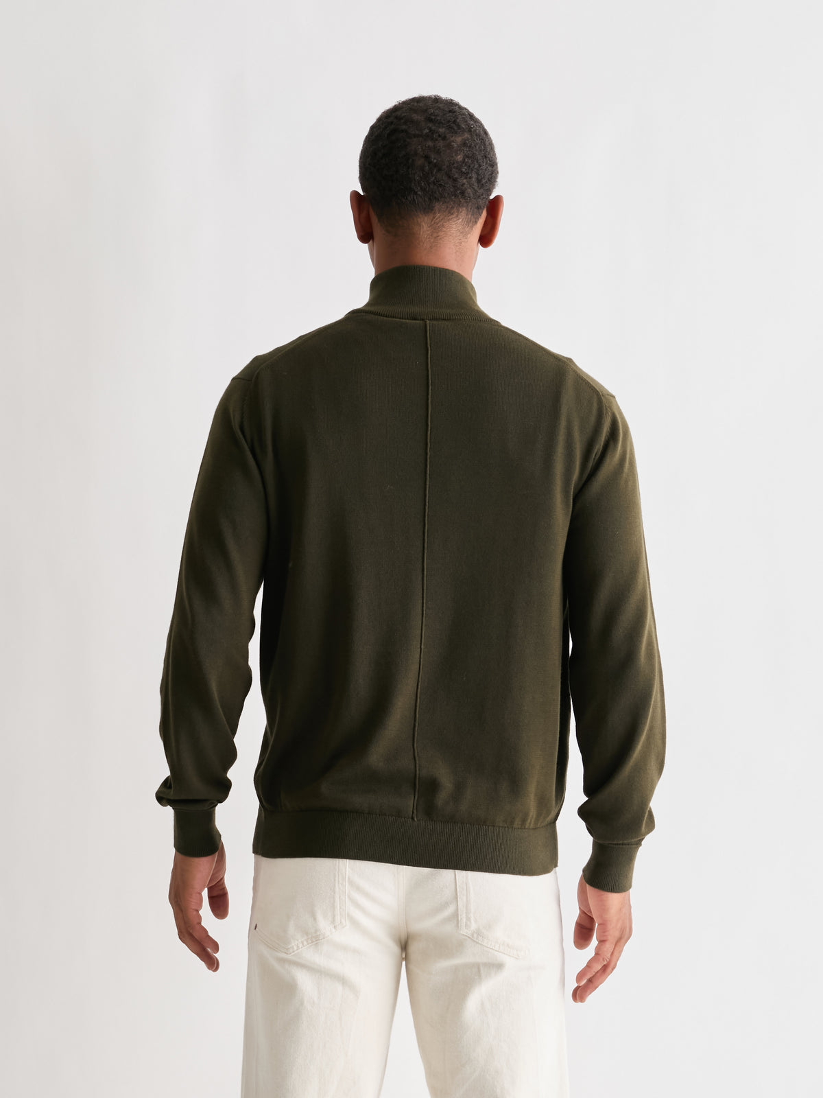 The 24 Quarter Zip Knit, Dark Olive, back