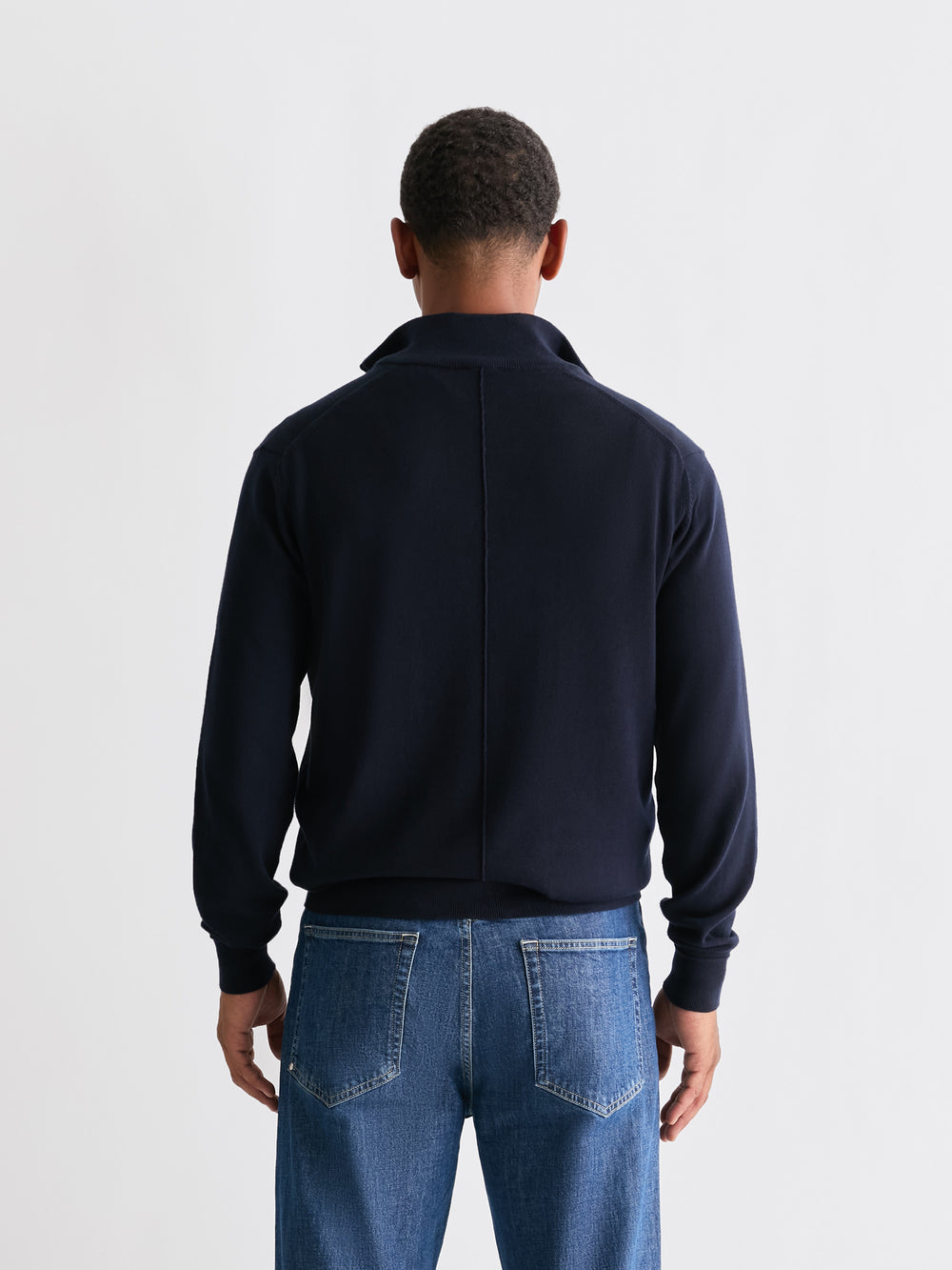 The 24 Quarter Zip Knit, Navy, back