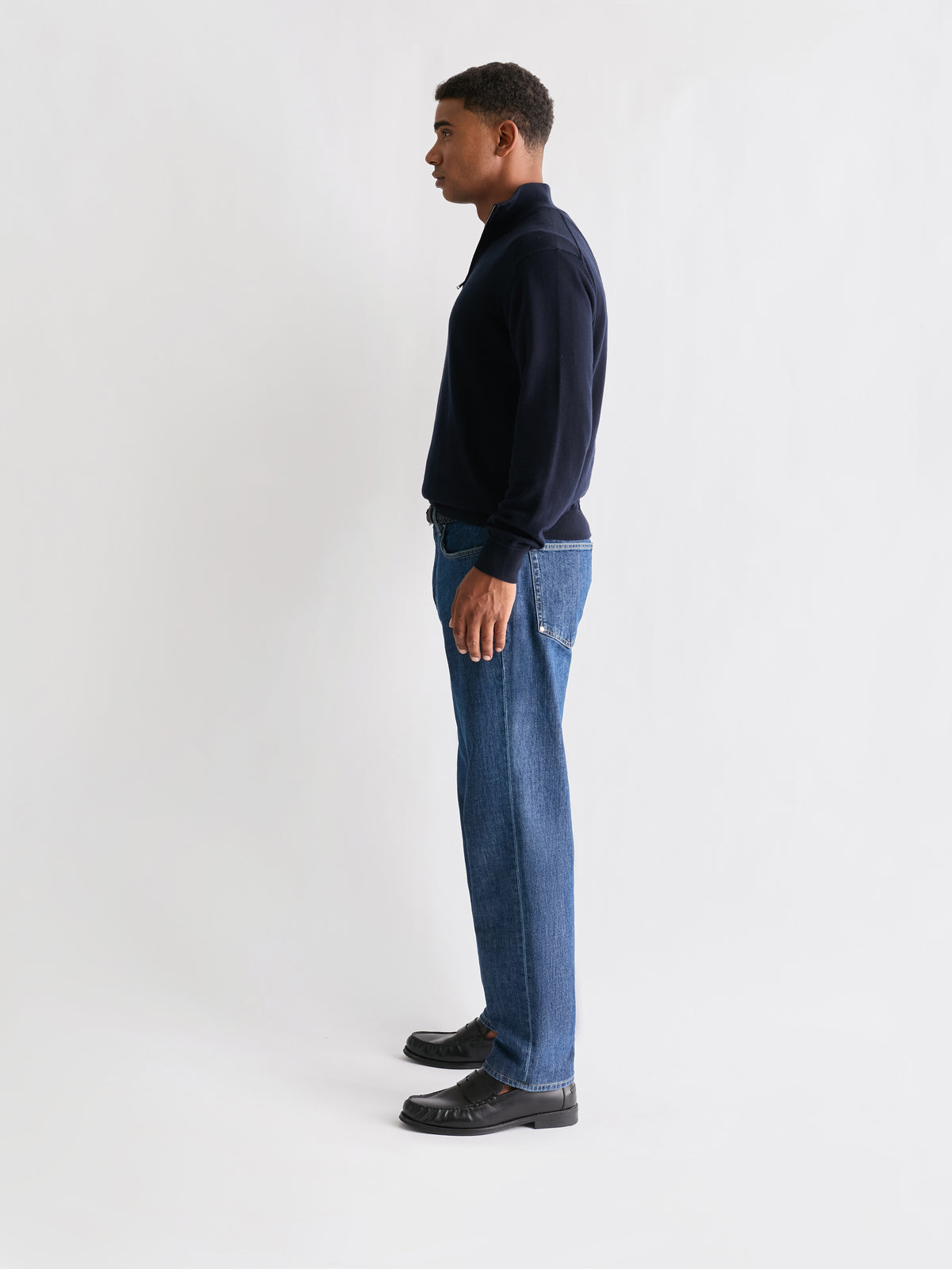 The 24 Quarter Zip Knit, Navy, side