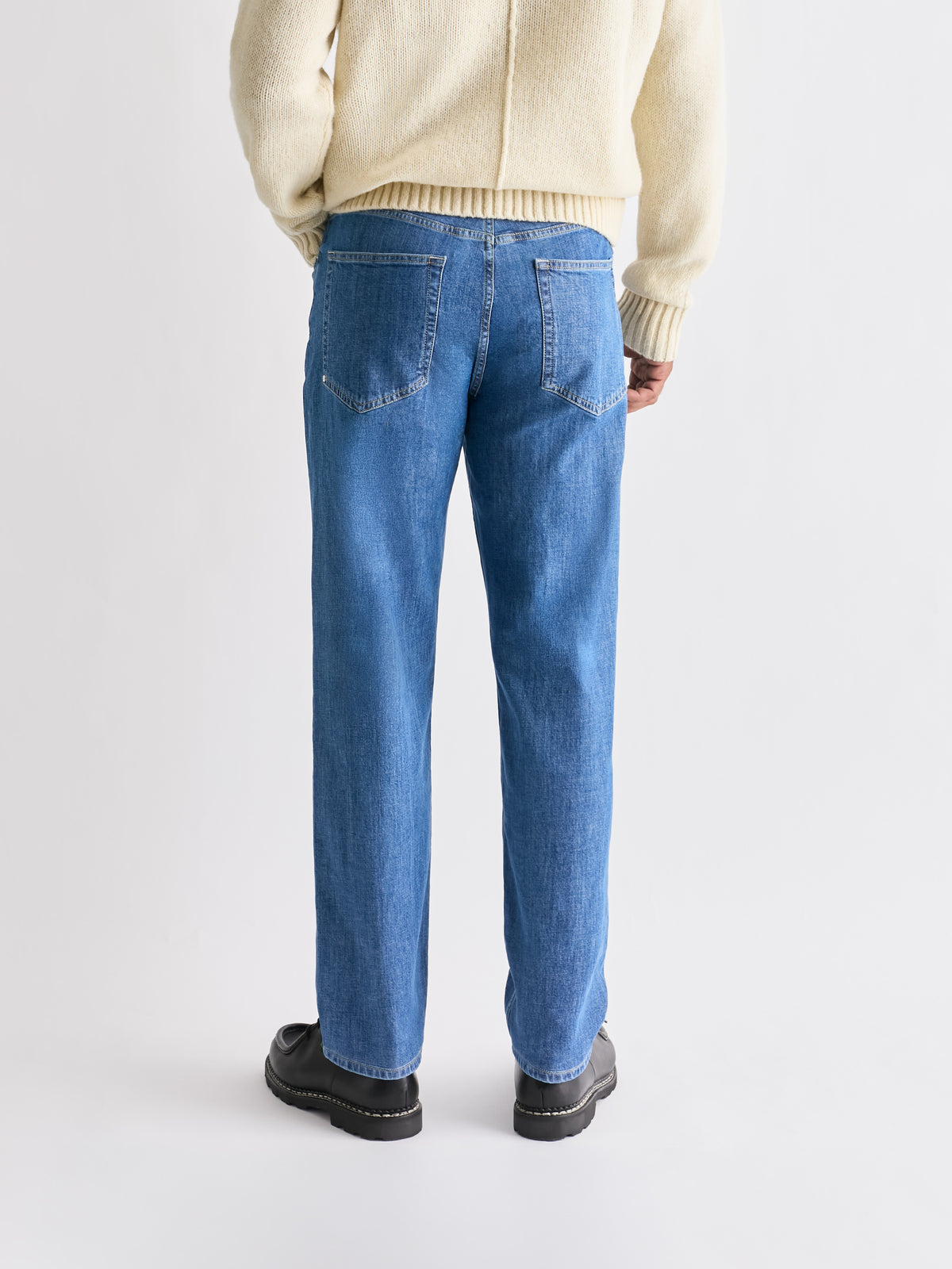 The 24 Jeans Straight Fit in Light Blue, full rear view showing back pockets and straight-leg fit