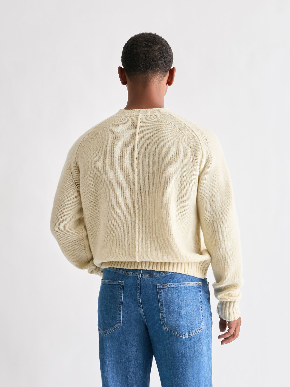 The 24 Shaggy Knit Crew Neck, Cream, back