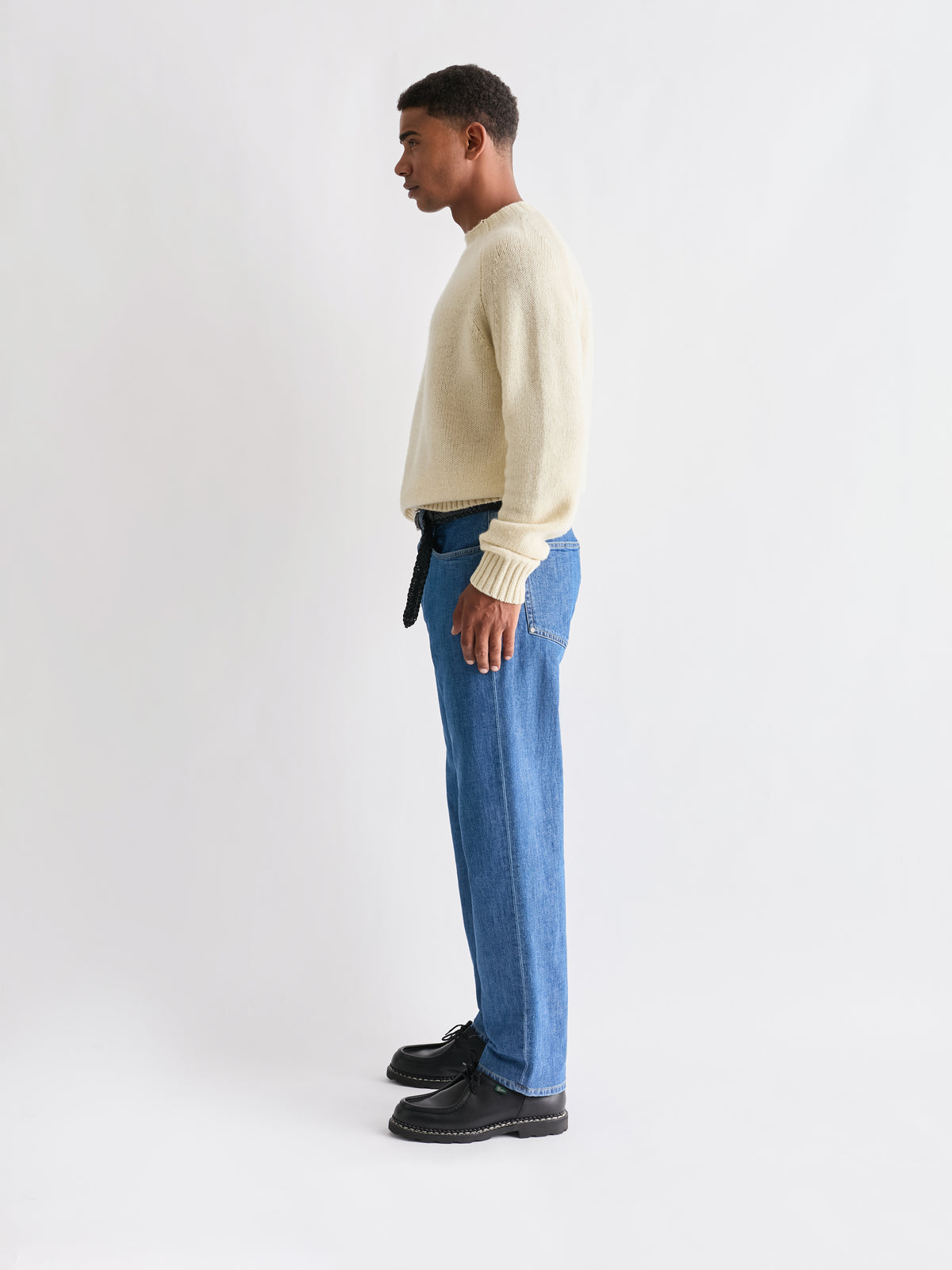 The 24 Shaggy Knit Crew Neck, Cream, side
