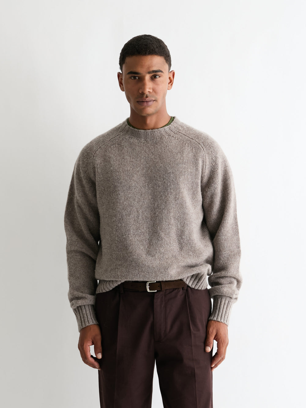 The 24 Shaggy Knit Crew Neck, Dormouse, front
