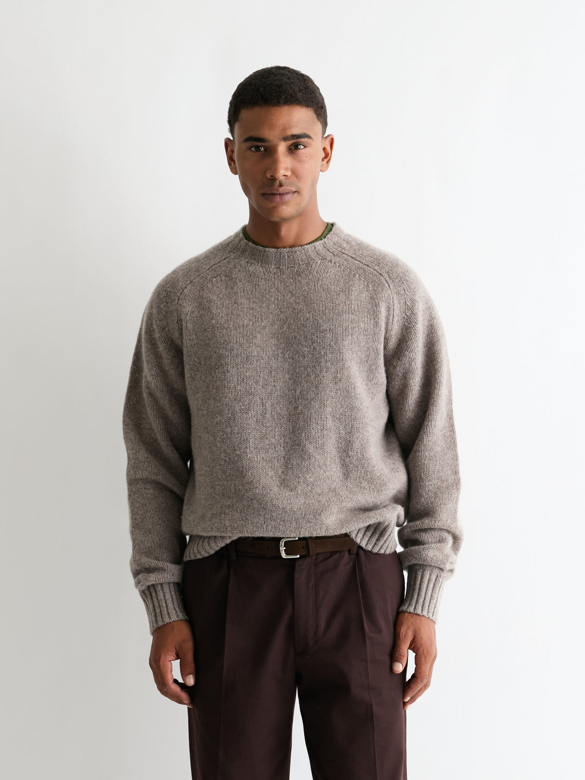 The 24 Shaggy Knit Crew Neck, Dormouse, front