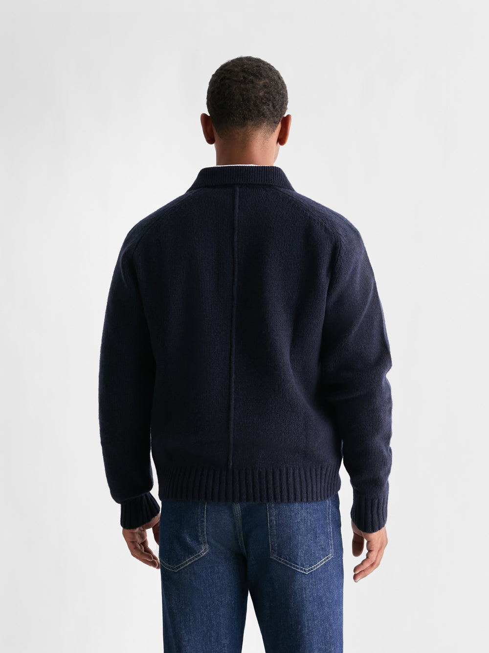 The 24 Shaggy Knit Polo, Navy, back